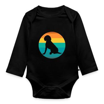 Chien Beagle Beagles Retro Vintage - Body Bébé bio manches longues - noir - Devant