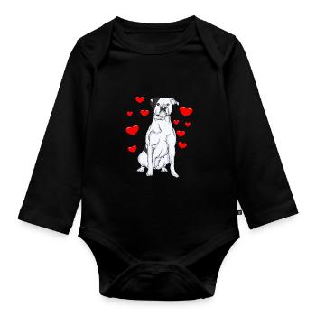 Bulldog américain | American Bulldog - Body Bébé bio manches longues - noir - Devant