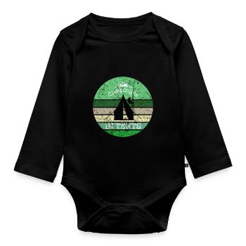 Camping Camping is in Tents - Organic Longsleeve Baby Bodysuit - black - Front