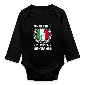 Gardasee Urlaub Geschenk - Baby Bio-Langarm-Body - Schwarz - Vorne
