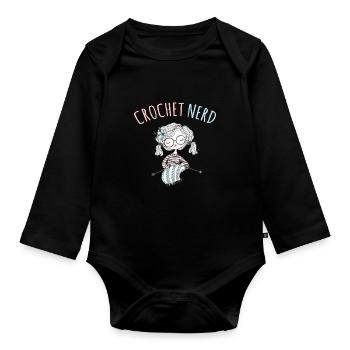 Crochet Mom Hobby Crafts Grandma Yarn Lover - Organic Longsleeve Baby Bodysuit - black - Front