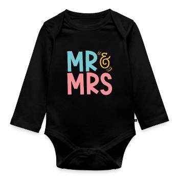 Mr & Mrs Wedding - Organic Longsleeve Baby Bodysuit - black - Front