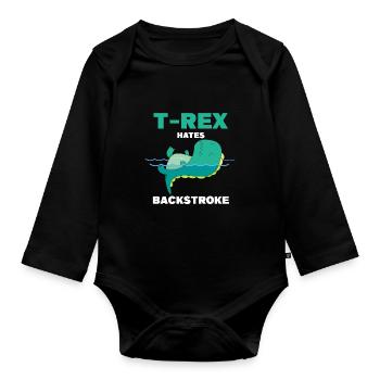 TRex Hates Backstrope Swim Athlete Swimming - Body Bébé bio manches longues - noir - Devant