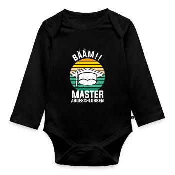 Masterabschluss Universität Mastertitel Gamer Mast - Baby Bio-Langarm-Body - Schwarz - Vorne