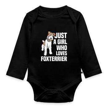 Foxterrier Drahthaar | Foxterrier - Baby Bio-Langarm-Body - Schwarz - Vorne