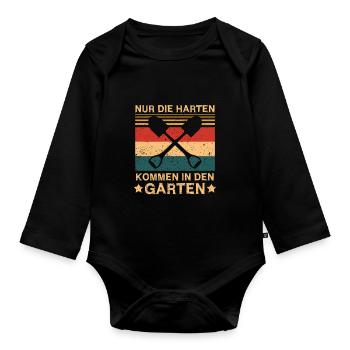 Nur die Harten kommen in den Garten Gärtner - Baby Bio-Langarm-Body - Schwarz - Vorne