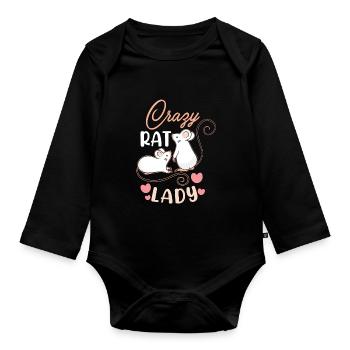 Rat Lover Rat Pet Rodent Mouse Rat Lady gift idea - Organic Longsleeve Baby Bodysuit - black - Front