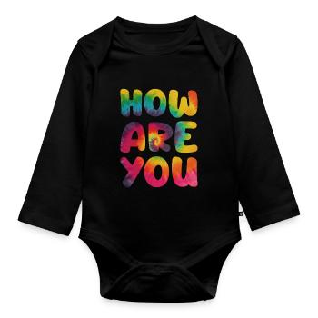 Le sort hippie How are you - Body Bébé bio manches longues - noir - Devant