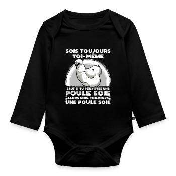 Poule Soie - Body Bébé bio manches longues - noir - Devant