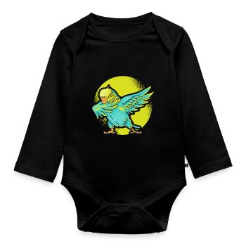 Perruche dabbing oiseau Nymphenssittich - Body Bébé bio manches longues - noir - Devant