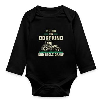 Ich Bin Ein Dorfkind und Stolz Drauf Bauer - Baby Bio-Langarm-Body - Schwarz - Vorne
