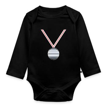 Silver Medal Winner Sports Competition Second Place - Organic Longsleeve Baby Bodysuit - black - Front