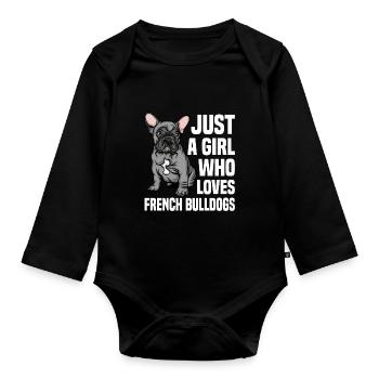 Bouledogue français | French Bulldog - Body Bébé bio manches longues - noir - Devant