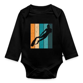 Freediver Retro Freediver Apnea Diver Apnea - Organic Longsleeve Baby Bodysuit - black - Front