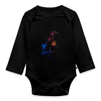 Farbenfrohe Laufente - Baby Bio-Langarm-Body - Schwarz - Vorne