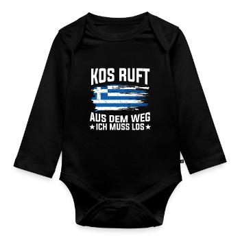 Griechenland Kos - Baby Bio-Langarm-Body - Schwarz - Vorne