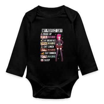 Perfekter Tag Anime Otaku Girl Japanisch Manga - Baby Bio-Langarm-Body - Schwarz - Vorne