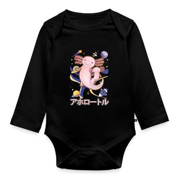 Japanisch Niedlich Axolotl Familie Galaxy Anime - Baby Bio-Langarm-Body - Schwarz - Vorne