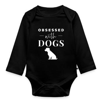 Des chiens drôles de phrases - Body Bébé bio manches longues - noir - Devant
