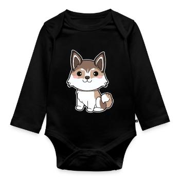Norwegischer Lundehund - Baby Bio-Langarm-Body - Schwarz - Vorne