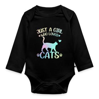 Just A Girl Who Loves Cats Cat Girl - Organic Longsleeve Baby Bodysuit - black - Front
