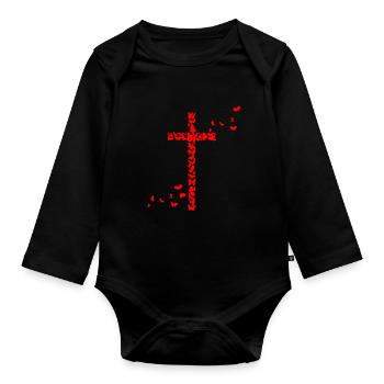 Jésus Chrétiens Chrétiens Chrétiens Papillons Croix - Body Bébé bio manches longues - noir - Devant
