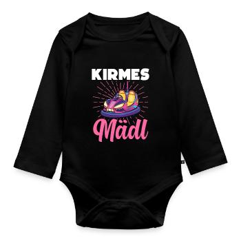 Kirmes Mädl Schausteller Jahrmarkt - Baby Bio-Langarm-Body - Schwarz - Vorne