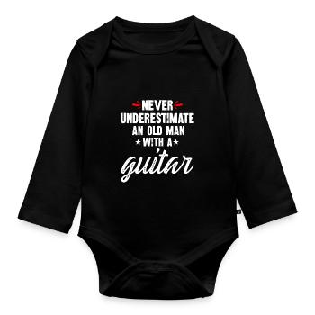 never underestimate an old man with a guitar - Baby Bio-Langarm-Body - Schwarz - Vorne