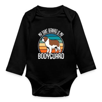 My Saint Bernard Is My Bodyguard Chien Bernhardiner - Body Bébé bio manches longues - noir - Devant