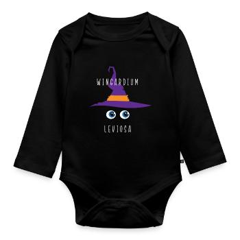 Wingardium leviosa - Organic Longsleeve Baby Bodysuit - black - Front