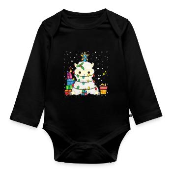 Arbre de Noël lama - Body Bébé bio manches longues - noir - Devant
