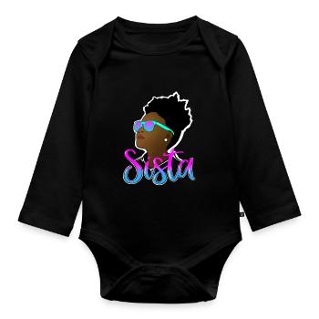 Black Sista Queen Melanin African American Women - Body Bébé bio manches longues - noir - Devant
