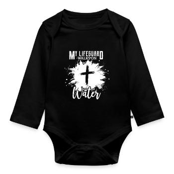 Jesus God Christian Church Gift - Organic Longsleeve Baby Bodysuit - black - Front