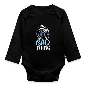 Halloween Funny - Organic Longsleeve Baby Bodysuit - black - Front