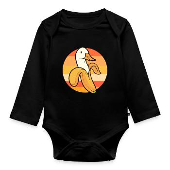 Fruchtige Bananen Bananenente - Baby Bio-Langarm-Body - Schwarz - Vorne