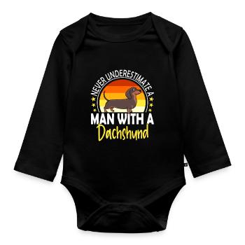 Dachshund Teckel Dogs Dog Lovers Dachshund Man - Organic Longsleeve Baby Bodysuit - black - Front