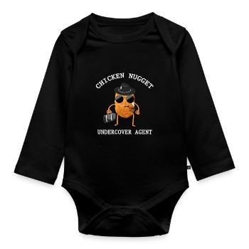 Undercover Nug Life Chicken Nugget Agent - Organic Longsleeve Baby Bodysuit - black - Front