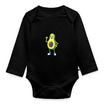 Comic Avocado - Baby Bio-Langarm-Body - Schwarz - Vorne