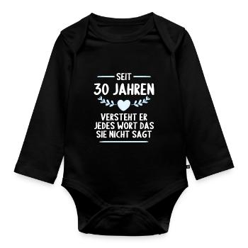 30 Jahre verheirtatet 30. Hochzeitstag - Baby Bio-Langarm-Body - Schwarz - Vorne