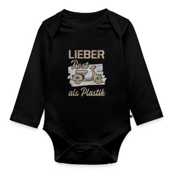 Lieber Rost Als Plastik Roller Motorroller Scooter - Baby Bio-Langarm-Body - Schwarz - Vorne