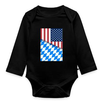USA Bavaria Bavarian Flag Dual Citizen American - Organic Longsleeve Baby Bodysuit - black - Front