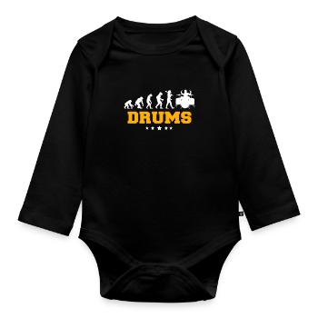 DRUMS - Baby Bio-Langarm-Body - Schwarz - Vorne