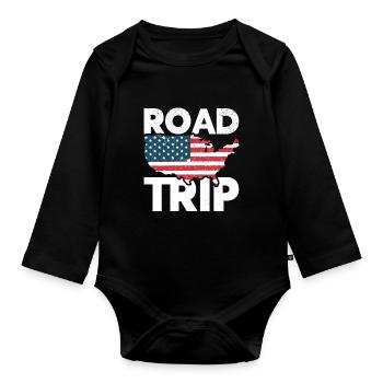 Roadtrip Voyageur américain Voyager aux États-Unis - Body Bébé bio manches longues - noir - Devant