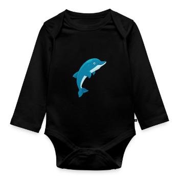 Delfin - Baby Bio-Langarm-Body - Schwarz - Vorne