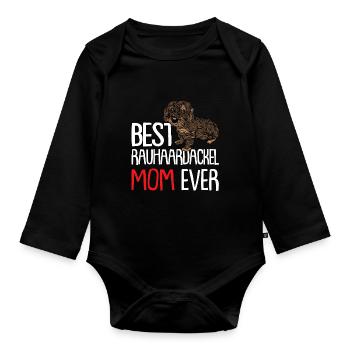 Teckel Dog mère femme tréacle de cheveux rugueux - Body Bébé bio manches longues - noir - Devant