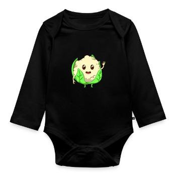 Comic Blumenkohl - Baby Bio-Langarm-Body - Schwarz - Vorne