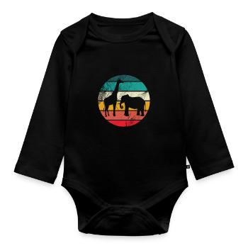 Vintage Retro Afrika Reise Safari Africa Geschenk - Baby Bio-Langarm-Body - Schwarz - Vorne