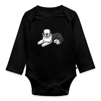 Old English Sheepdog Chien Bobtail - Body Bébé bio manches longues - noir - Devant