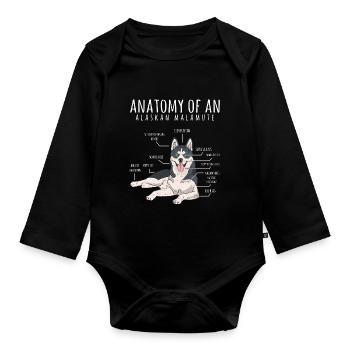 Alaskan Malamute Drôle propriétaire de chien - Body Bébé bio manches longues - noir - Devant