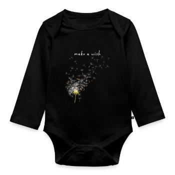 Pusteblume Fleur Fleur Porte-bonheur - Body Bébé bio manches longues - noir - Devant